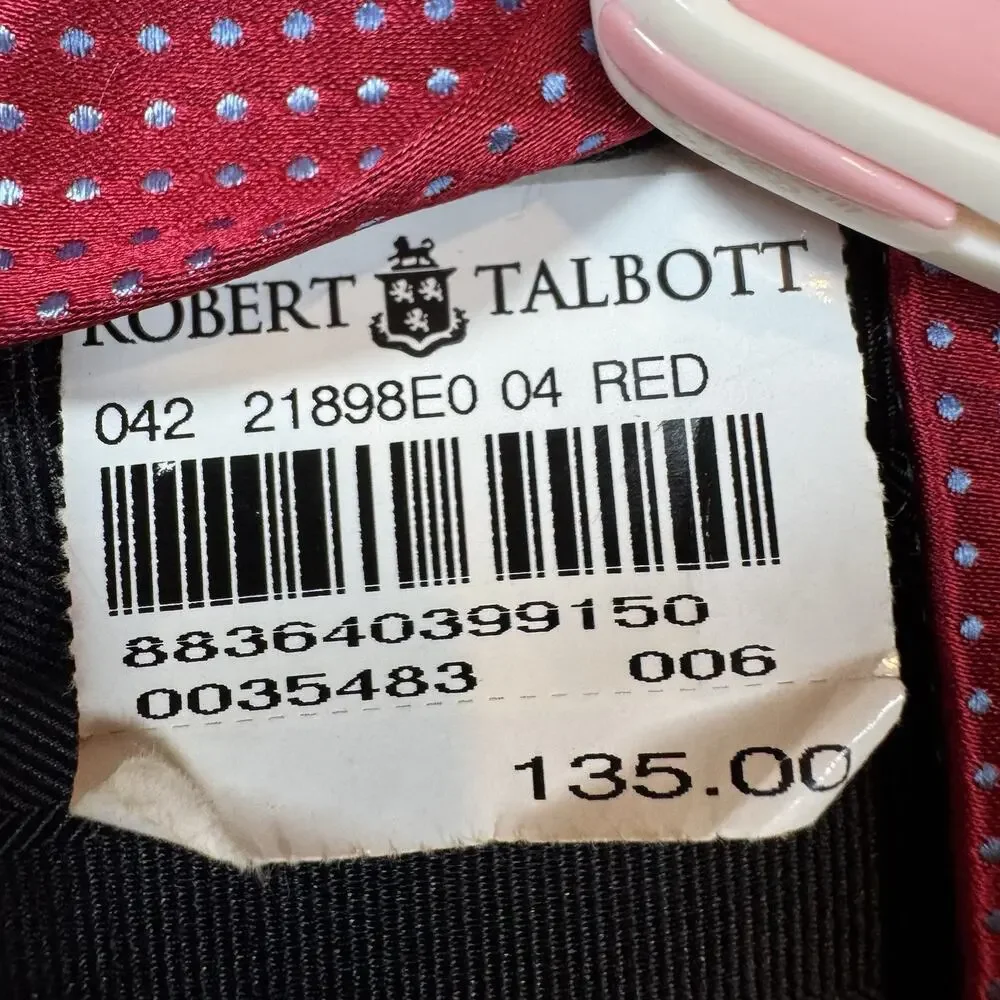 Men's Silk Blue Dot Red Neck Tie Hand Sewn by Robert Talbott for Nordstrom